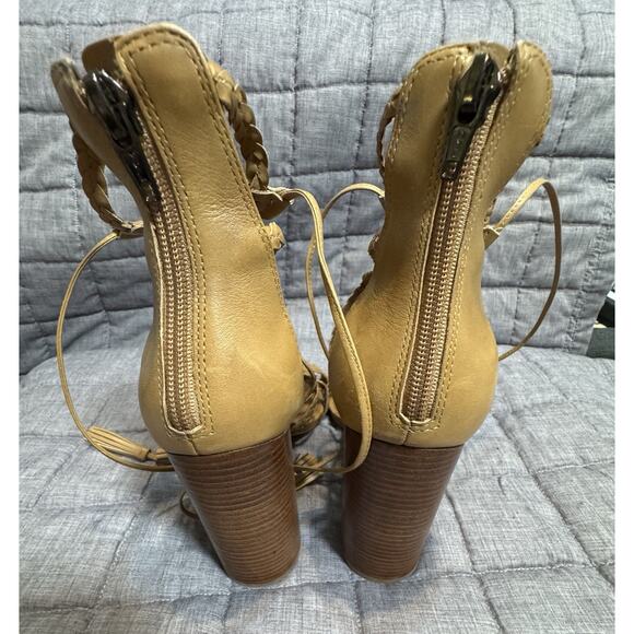 Steve Madden Tarra, Tan Block Heel, Leather Upper, Lace Up Heels, Size 7 - Picture 7 of 10